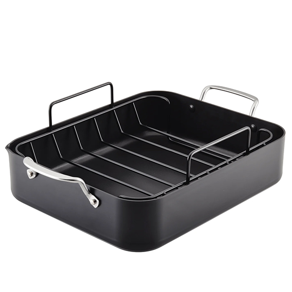 KitchenAid Hard Anodized Roaster with Removable Nonstick Rack, 13-Inch x 15.75-Inch, Matte Black