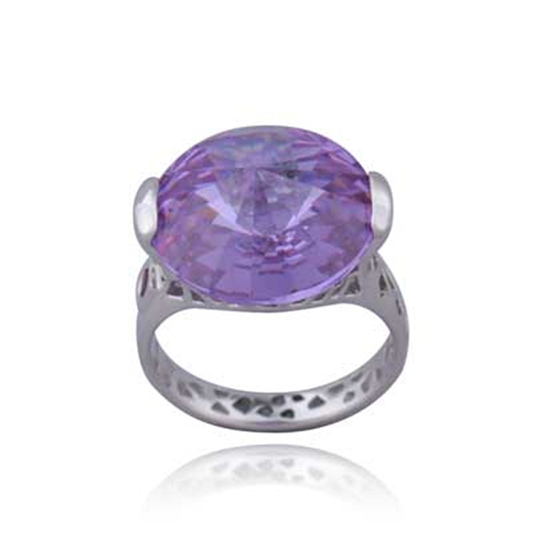 RR4L50404C-W-7 Sterling Silver Lavender Cubic Zirconia Ring Size 7