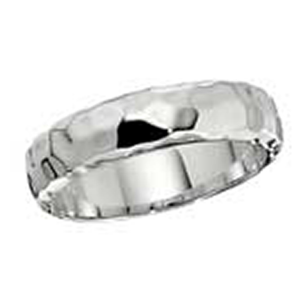 RR4L782A0-W-7 Sterling Silver Hammered Thin Band Ring Size 7