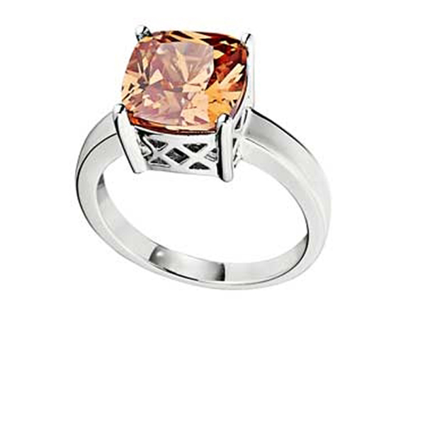 RR4L83137-W-8 Sterling Silver SPECTRUM Champagne Cubic Zirconia Ring Size 8