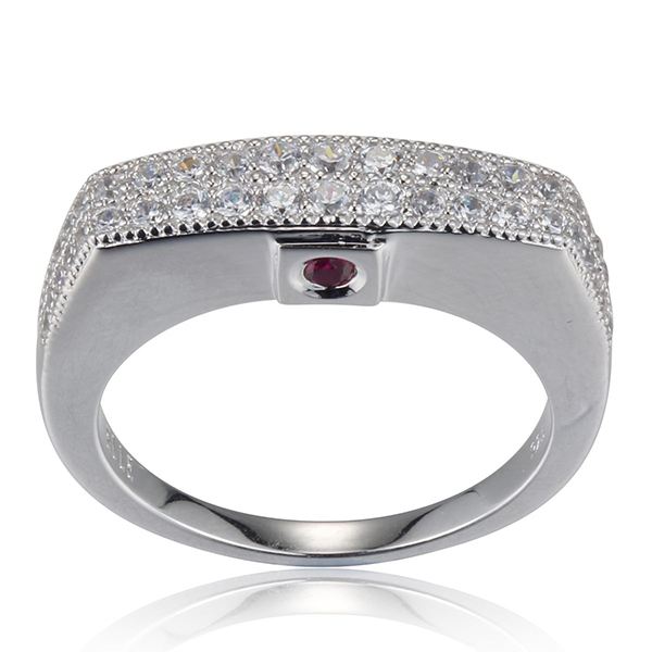 RR4L87900-W-6 Sterling Silver Micro Pave Cubic Zirconia Thin Bar Ring Size 6