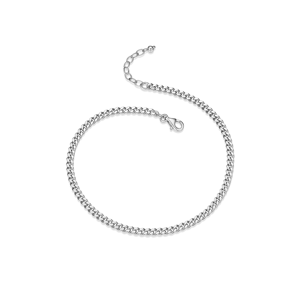 3mm Curb Chain Anklet - Silver