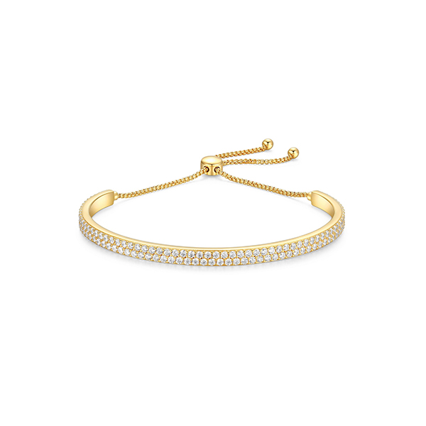 Diamondlite Cubic Zirconia Adjustable Pave Bangle Bracelet - Gold