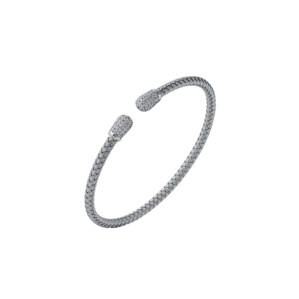BCGR1Q02S-W Sterling Silver "SCAFATI" 4mm Woven Diamondlite Cap Cuff Bracelet