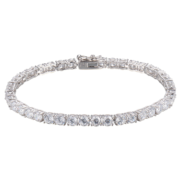 Diamondlite Cubic Zirconia 4mm Round Tennis Bridal Bracelet in Silver