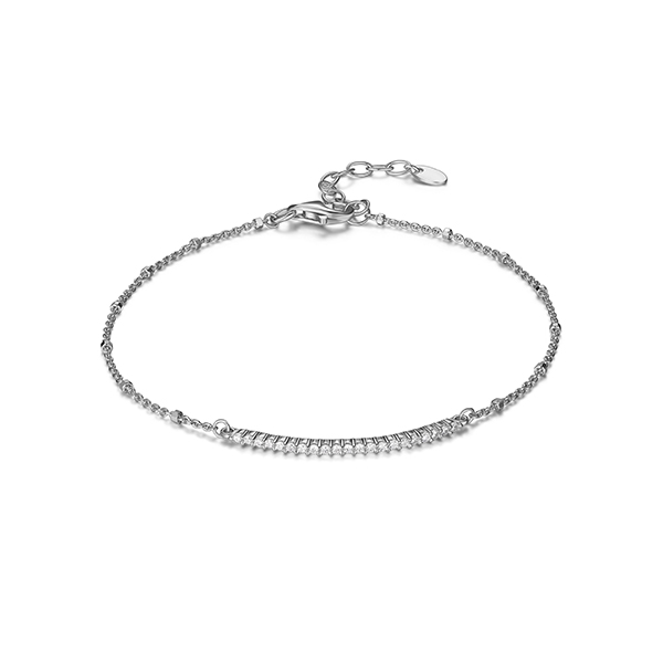 Diamondlite Cubic Zirconia Delicate Layering Bar Bracelet - Silver