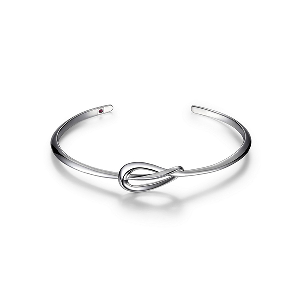 BR1LABE-W "Eternity" Sterling Silver Love Knot Open Cuff Bangle