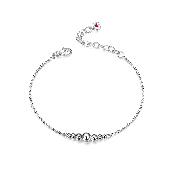 BR1LAHT-W "Orb" Graduated Silver Bead Bracelet