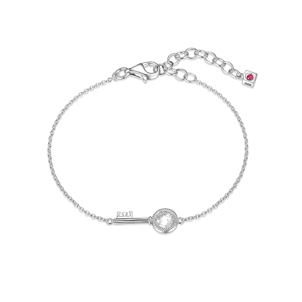 BR1LAJA-W "Lock & Key" Round Cubic Zirconia Key  Bracelet