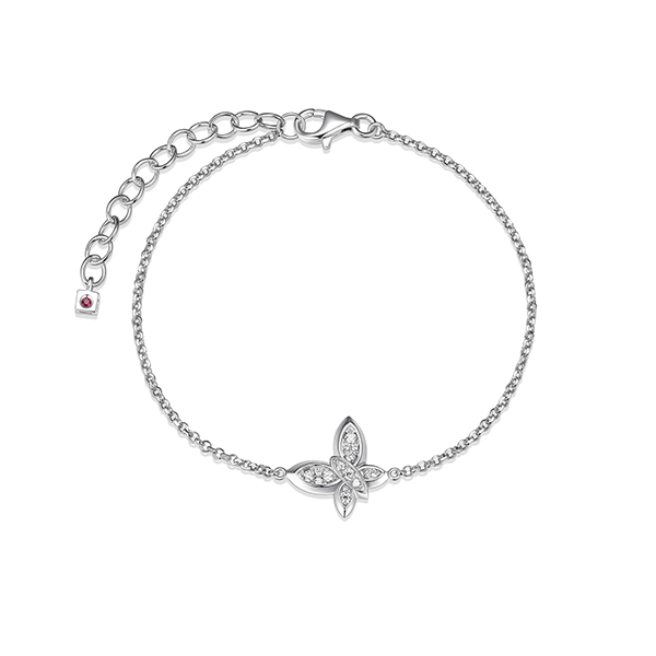 BR1LAKZ-W "Scintillation" Sterling Silver Cubic Zirconia Butterfly Bracelet