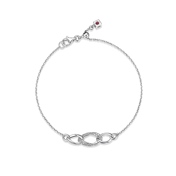 BR1LAL7-W "Ovation" Oval Link with Pave Cubic Zirconia Adjustable Bracelet