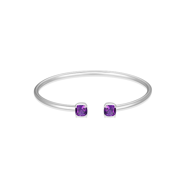 BR1LALD-P "Marble" Amethyst Cushion Cut Cuff Bangle