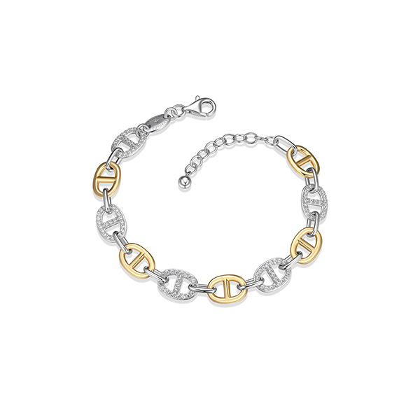BR1Q1CN-2T Sterling Silver "Mariner Link" with Diamondlite Bracelet