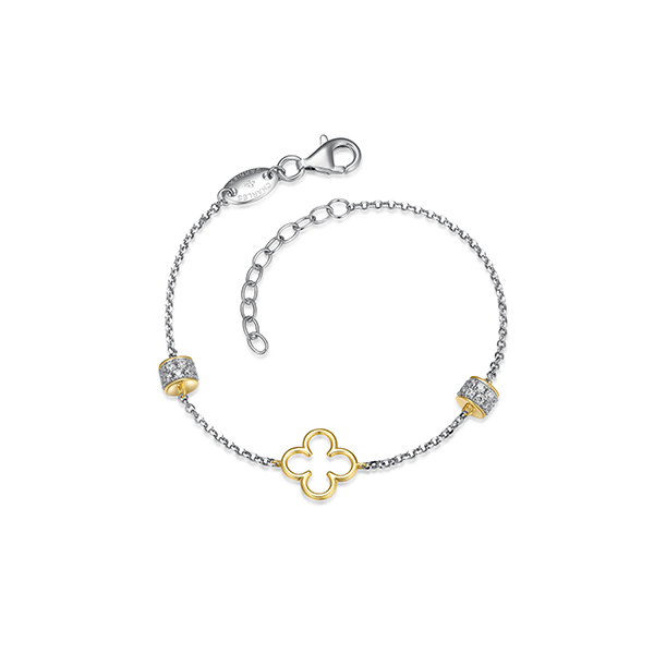 BR1Q1DM-2T Sterling Silver "Bliss" Clover Diamondlite Bracelet