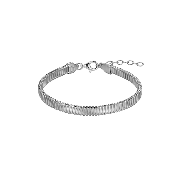 BR1Q1FM-W Sterling Silver "Tubogas" Oval Hollow Tubular Bracelet