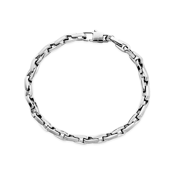 CJ Steelx 5.5mm Matte and High Polished Link Chain Bracelet - Silver