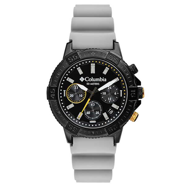Peak Patrol Black Chronograph Day Date Gray Silicone Watch