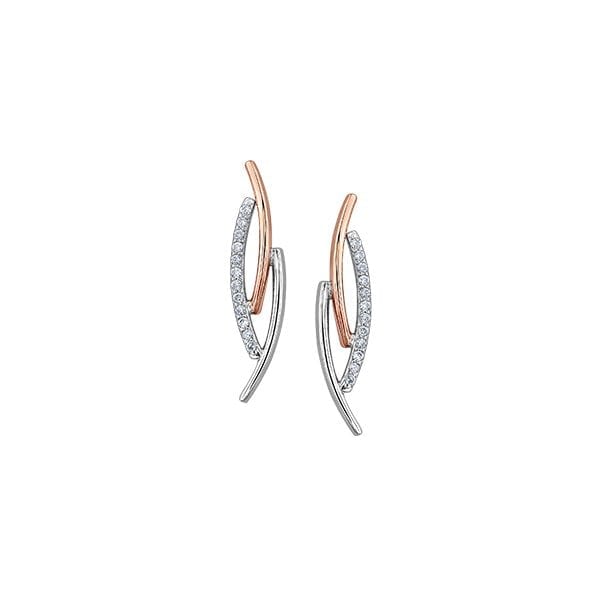 Diamond Earrings in 10K Rose and White Gold (0.075 CT. TW)