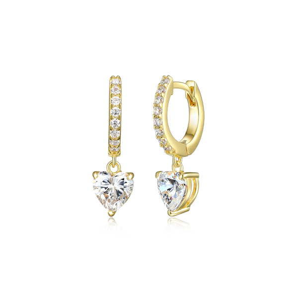 Diamondlite Cubic Zirconia Heart Huggie Hoop Earrings - Gold