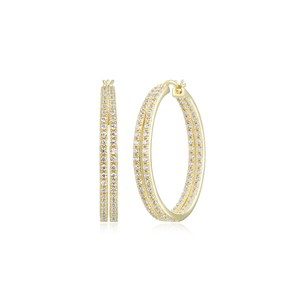 Diamondlite Cubic Zirconia 35mm Split Hoop Earrings - Gold