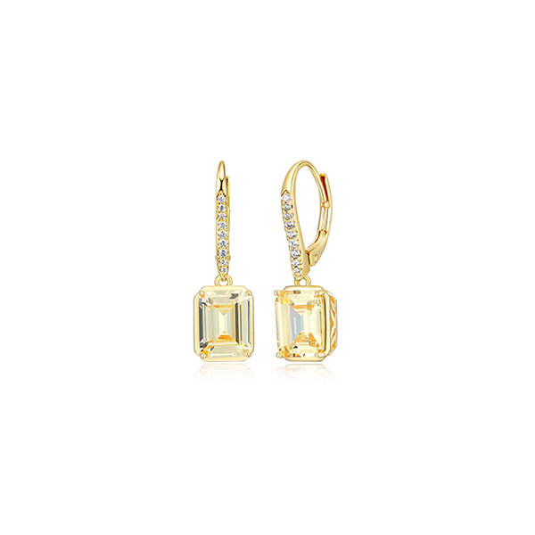 Diamondlite Cubic Zirconia Emerald Leverback Earrings - Gold