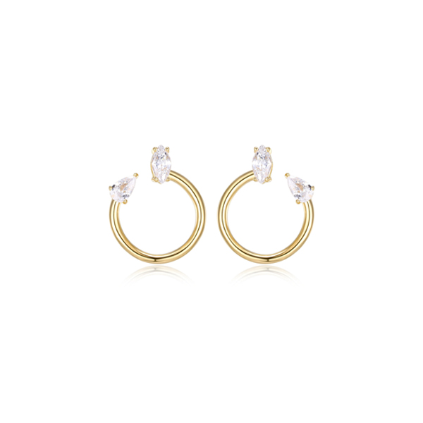 Diamondlite Cubic Zirconia Harmony Pear and Marquise Curved Earrings -  Gold