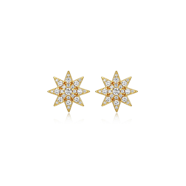 Goddess Diamondlite Cubic Zirconia Star Stud Earrings - Gold