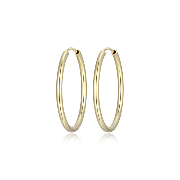 30mm Slim Polished Endless Tube Hoop Earrings - Gold