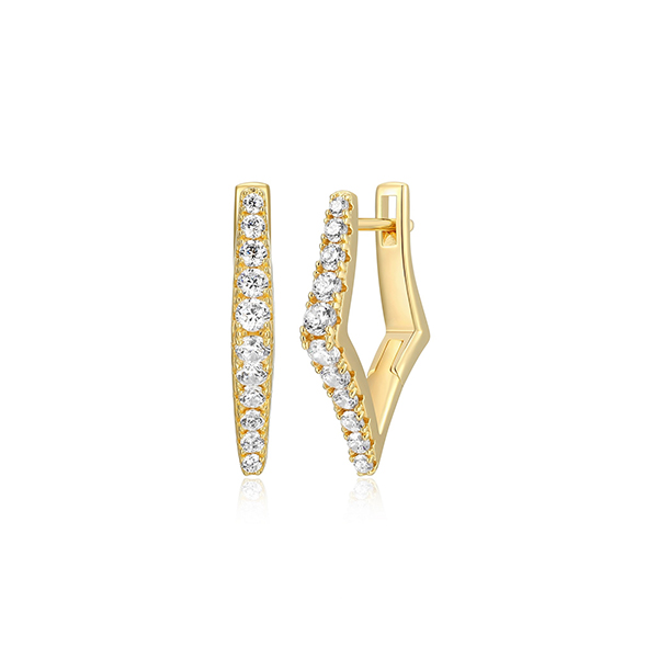 Diamondlite Cubic Zirconia Pointed Hoop Earrings - Gold