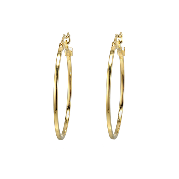 E32LCFJ-Y "Hoops" Sterling Silver 35mm Square Tube Earrings