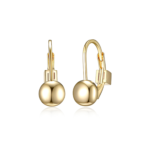 E32LCGG-Y "Lock & Key" Sterling Silver 6mm Dot Leverback Earrings