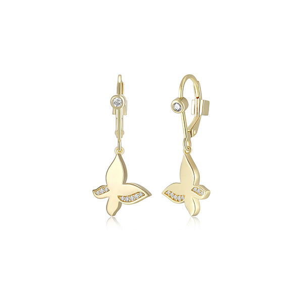 E32LCPQ-Y "Motif" Butterfly with Cubic Zirconia Dangle Earrings