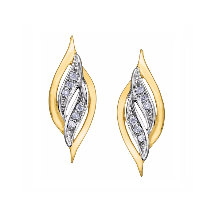 Diamond Swirl Earrings in 10K Yellow Gold (0.038 CT TW)