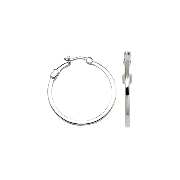 E62L625-W "Hoops" Sterling Silver Medium Square Tube Hoop Earrings