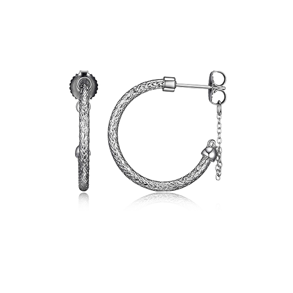ECGR2Q06C-W Sterling Silver "HOOP" Rhodium Plated 24mm J Hoop Earrings