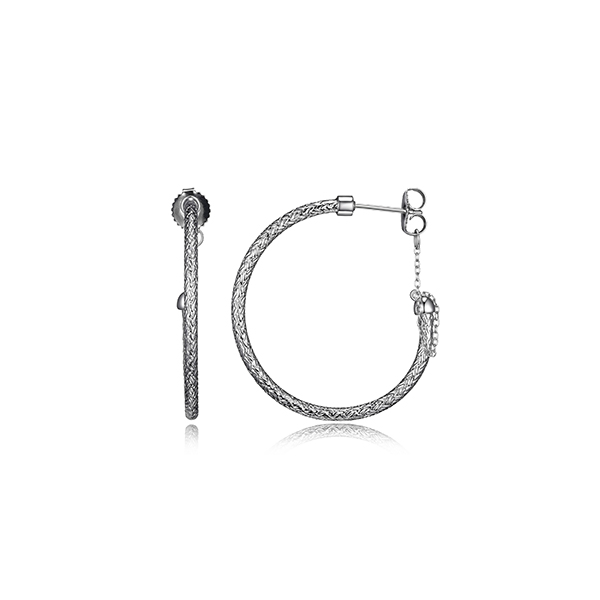 ECGR2Q06D-W Sterling Silver "HOOP" 35mm J Hoop Earrings