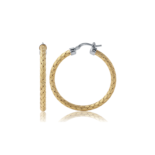ECGS2Q004-Y Sterling Silver "MILAN 35" 3mm Woven 35mm Hoop Earrings