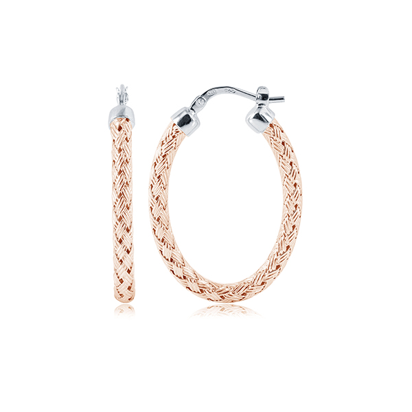 ECGS2Q00E-R Sterling Silver "MILAN OVAL 35" 35mm Oval Hoop Earrings