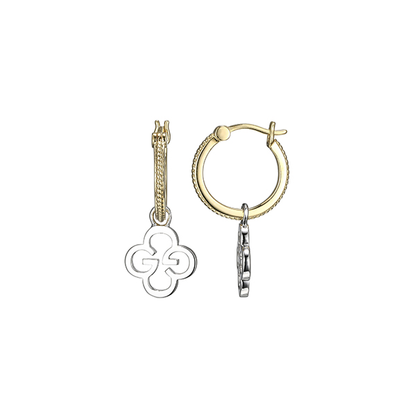 ECGS2Q08J-2T Sterling Silver "MONOGRAM" 12mm Hoop Earrings