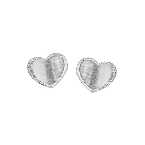 Diamond Heart Stud Earrings in Sterling Silver (0.07 CT. T.W.) - Silver
