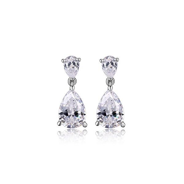 Diamondlite Cubic Zirconia Red Carpet Collection 10x7mm Pear Drop Earrings - Silver