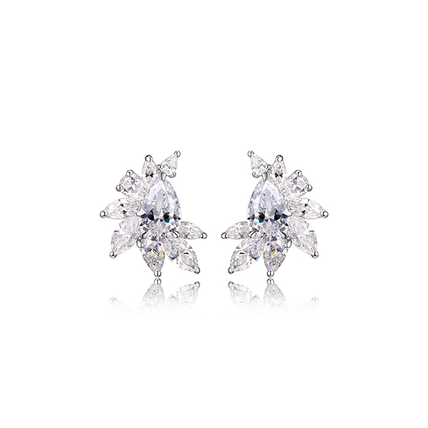 Diamondlite Cubic Zirconia Red Carpet Collection Embellished 8.5mm Pear Stud Earrings - Silver