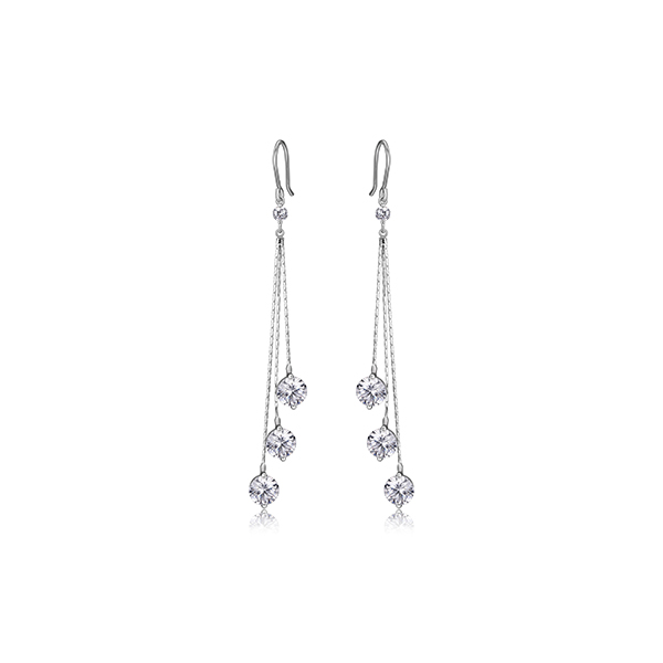 Diamondlite Cubic Zirconia Round Multi-drop Earrings - Silver