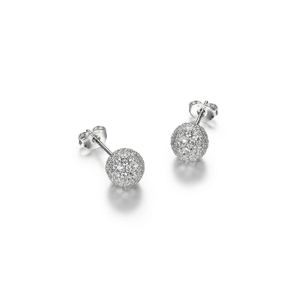 Diamondlite Cubic Zirconia Beaded Stud Earrings - Silver