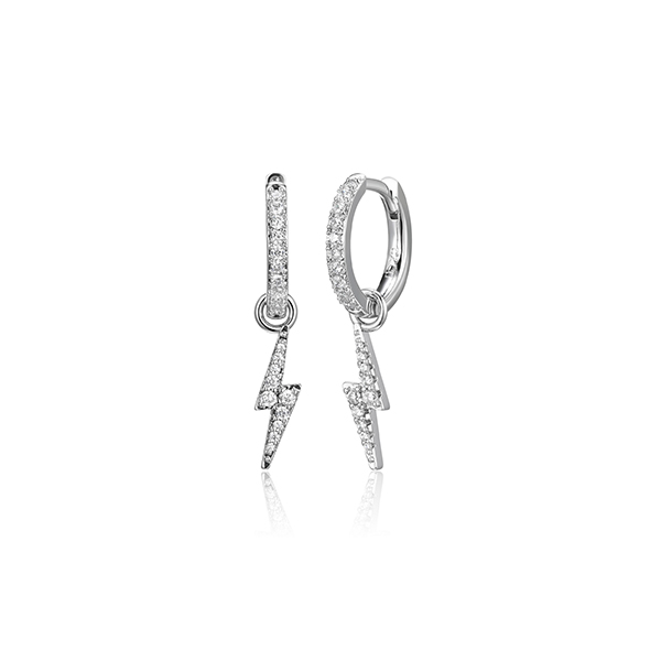 Diamondlite Cubic Zirconia Bolt Huggie Earrings - Silver