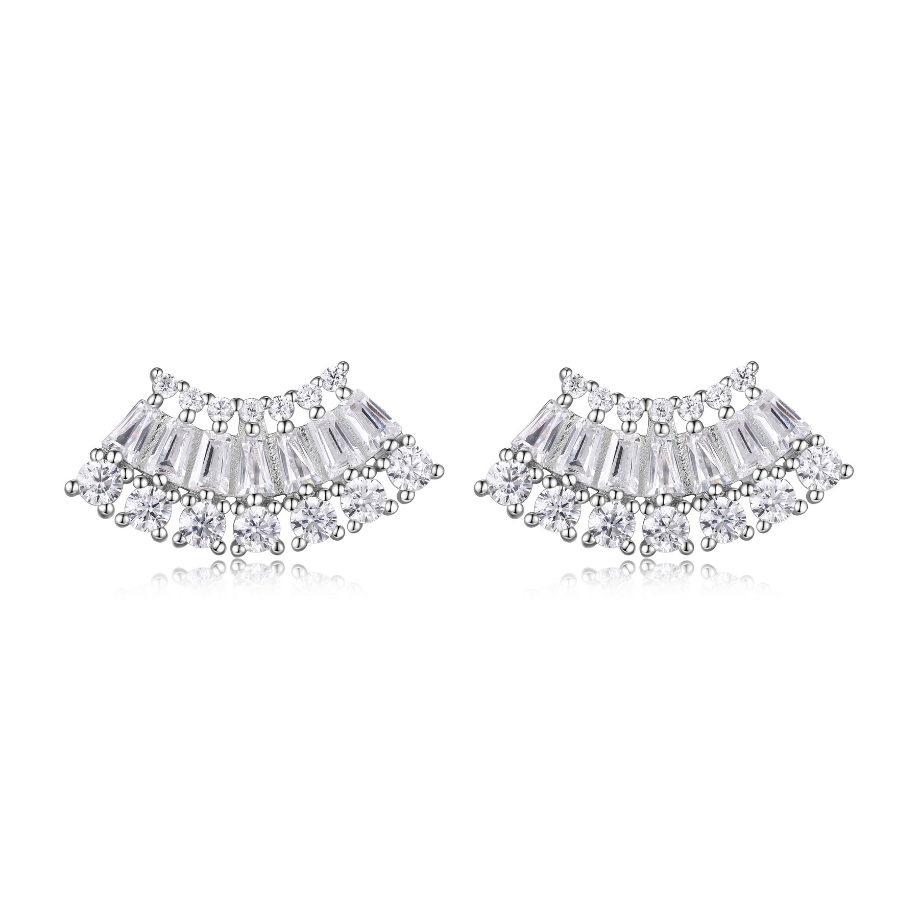 Diamondlite Cubic Zirconia Multi-stone Fan Earrings - Silver