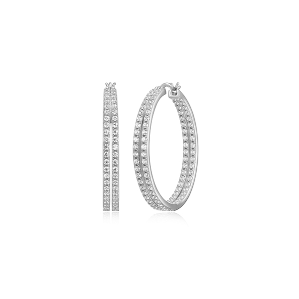 Diamondlite Cubic Zirconia 35mm Split Hoop Earrings - Silver