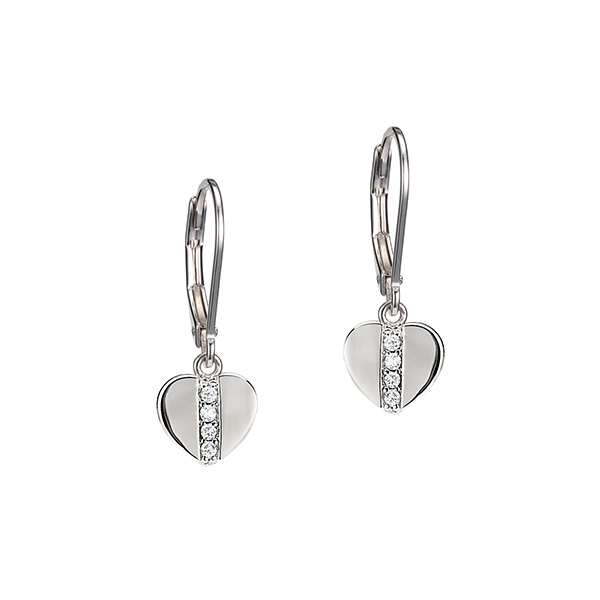 ER2LBJG-W "Scintillation" Sterling Silver Cubic Zirconia Heart Cubic Zirconia Leverback Earrings