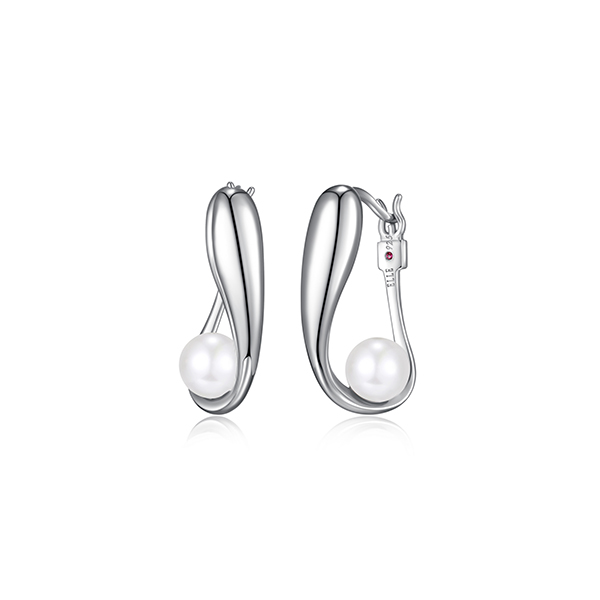 ER2LCK3-W "Caramel" Twisted Hoop with 6-6.5mm Pearl Earrings