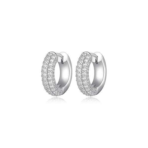 ER2LCLS-W "Stardust" 15mm Hoop Earrings with 5-Row Clear Cubic Zirconia